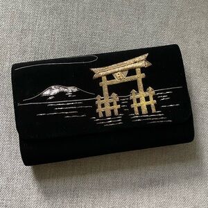 Vintage Velvet Black and Gold Clutch